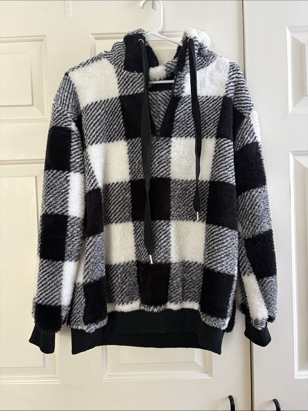 Cozy Black & White Buffalo Check Hoodie